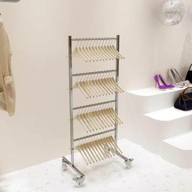 不锈钢衣架收纳架服装店衣架整理神器多层落地式可移动挂衣撑架子