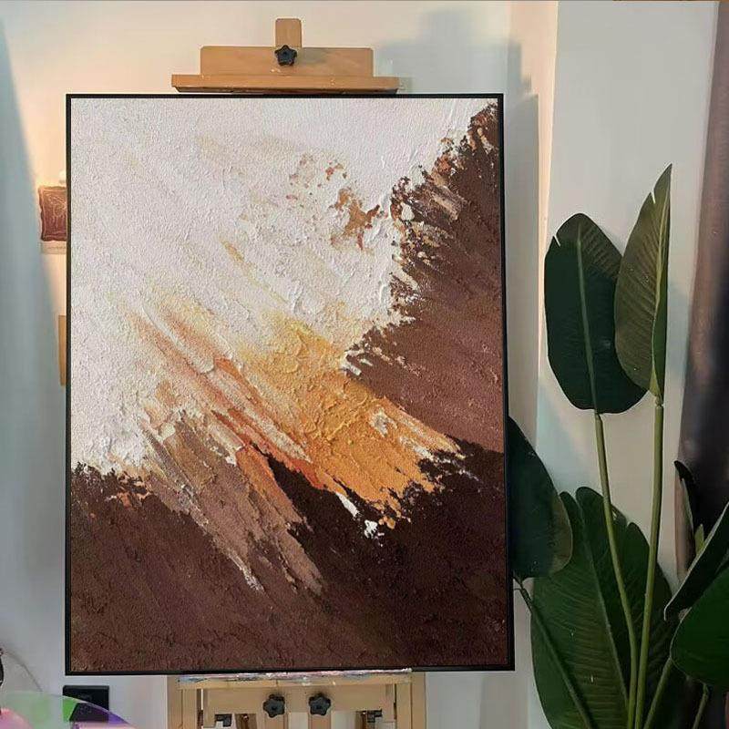 纯手工油画橙色客厅装饰画抽象立体肌理手绘艺术玄关走廊餐厅挂画