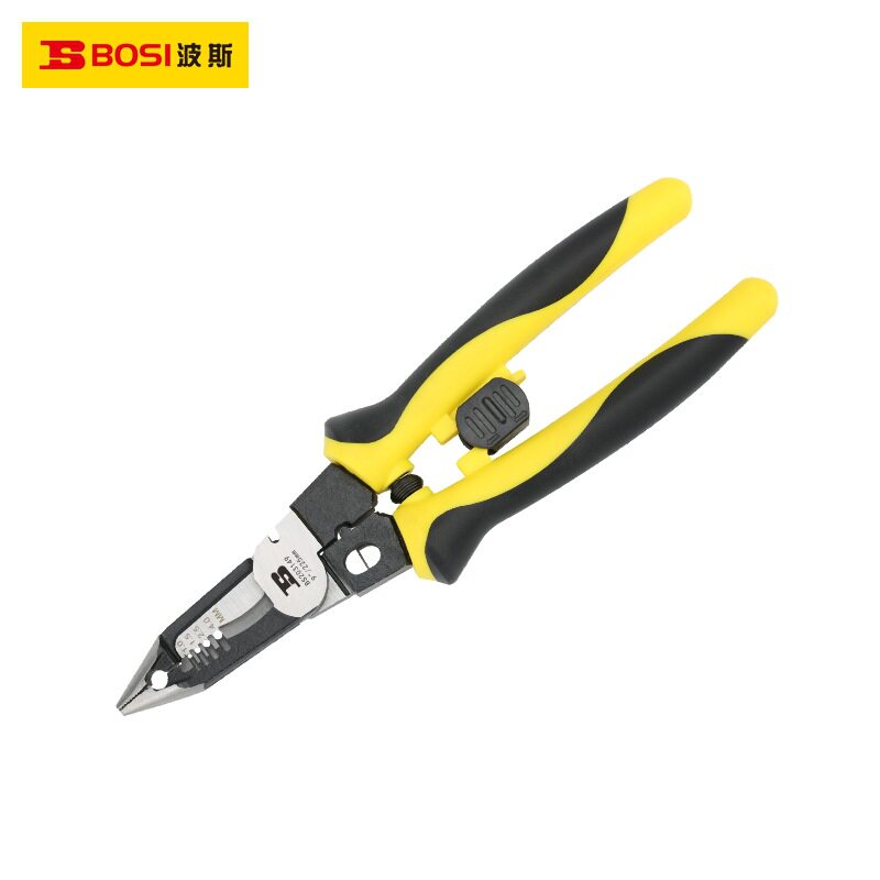 波斯工具七合一多功能电工钳夹持剪切剥线分线压接BS203149