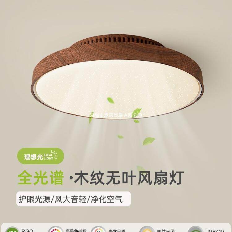 无叶风扇灯卧室灯复古极简圆形空气净化隐形静音电扇一体吸顶灯具