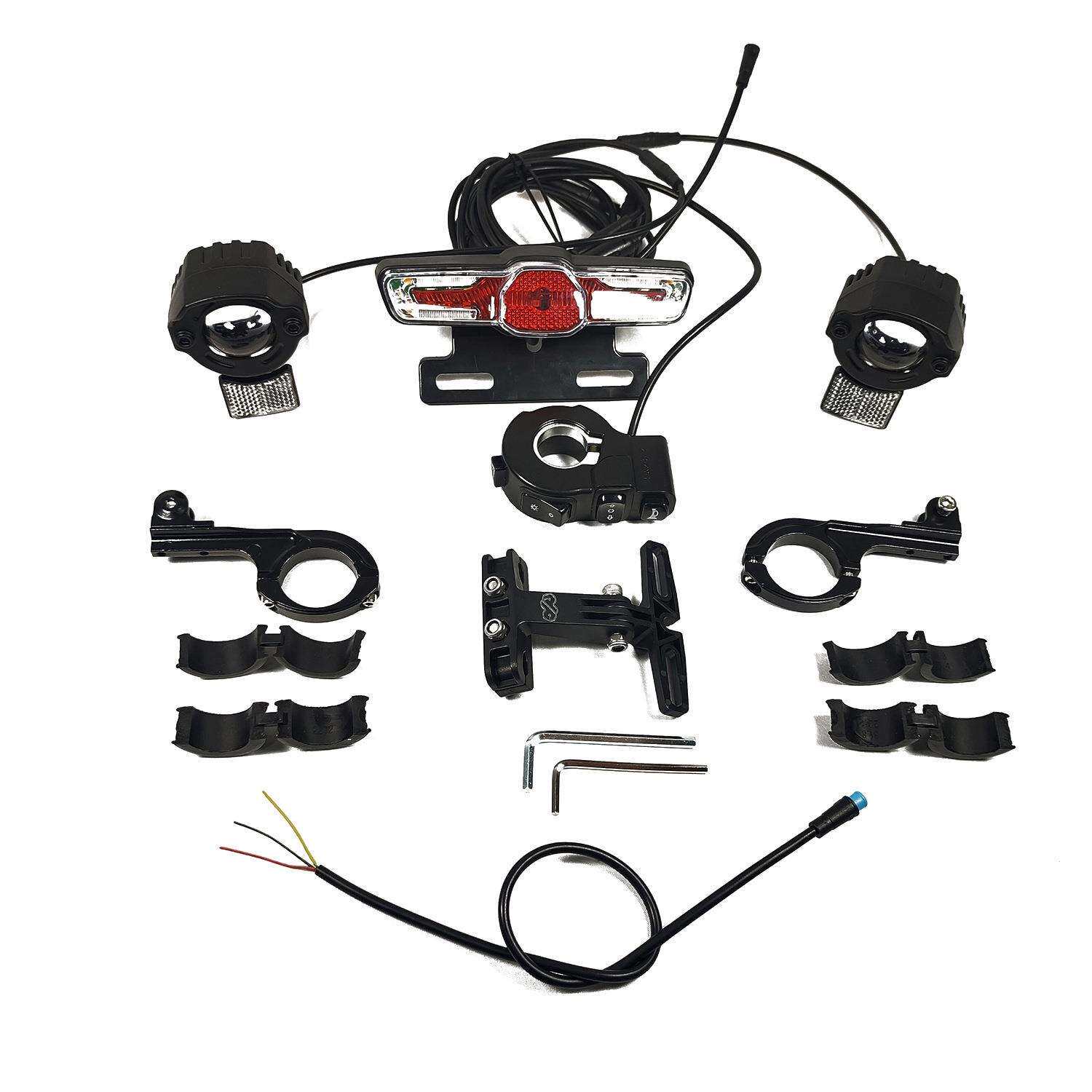 电动自行车灯组防水线双前灯6WLED刹车灯转向喇叭宽压24-90V