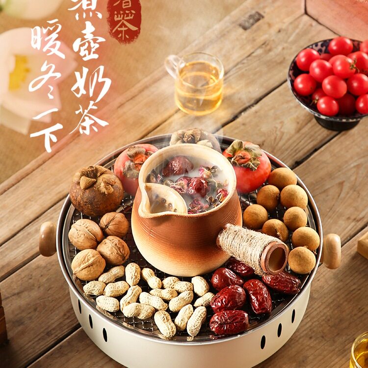 围炉煮茶烤火炉套装小型烧烤炉家用室内庭院户外炭火炉围聚煮茶炉