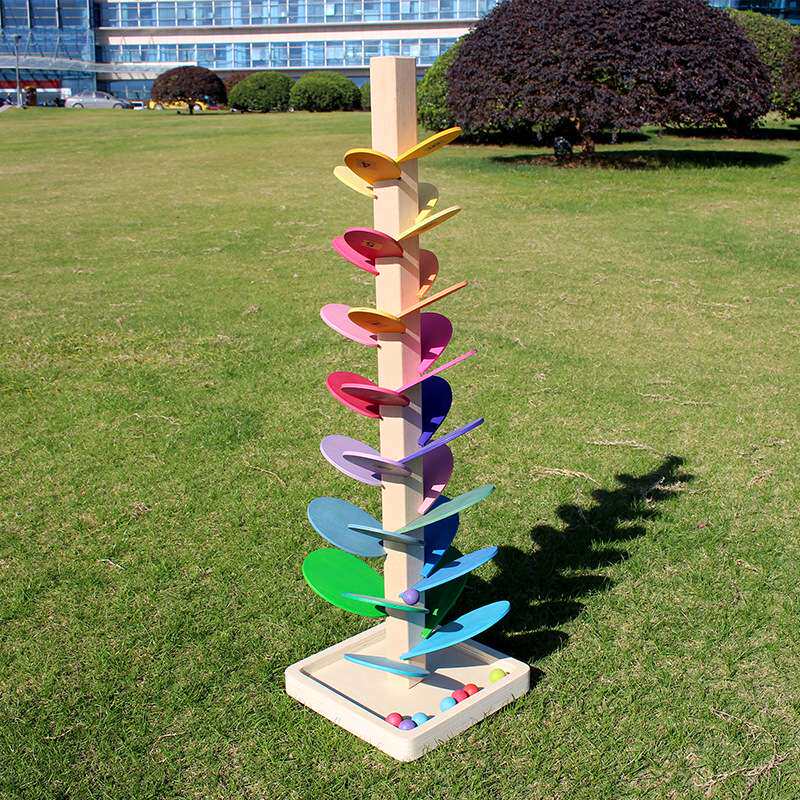 彩虹音乐花瓣树木质拼插积木儿童益智玩具wooedn sounding tree