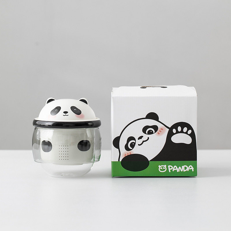 熊猫陶瓷泡茶杯办公室创意带盖杯子茶水分离杯现货可