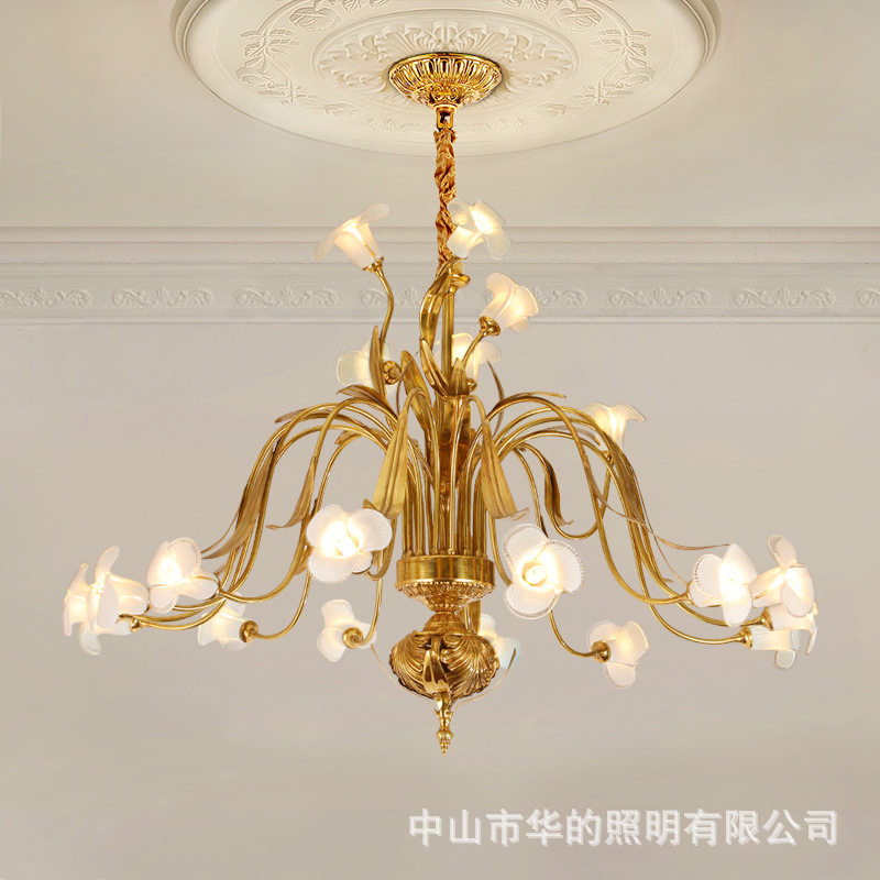 欧式铜灯法式全铜吊灯客厅餐厅楼梯别墅奢华复古宫廷大气灯饰