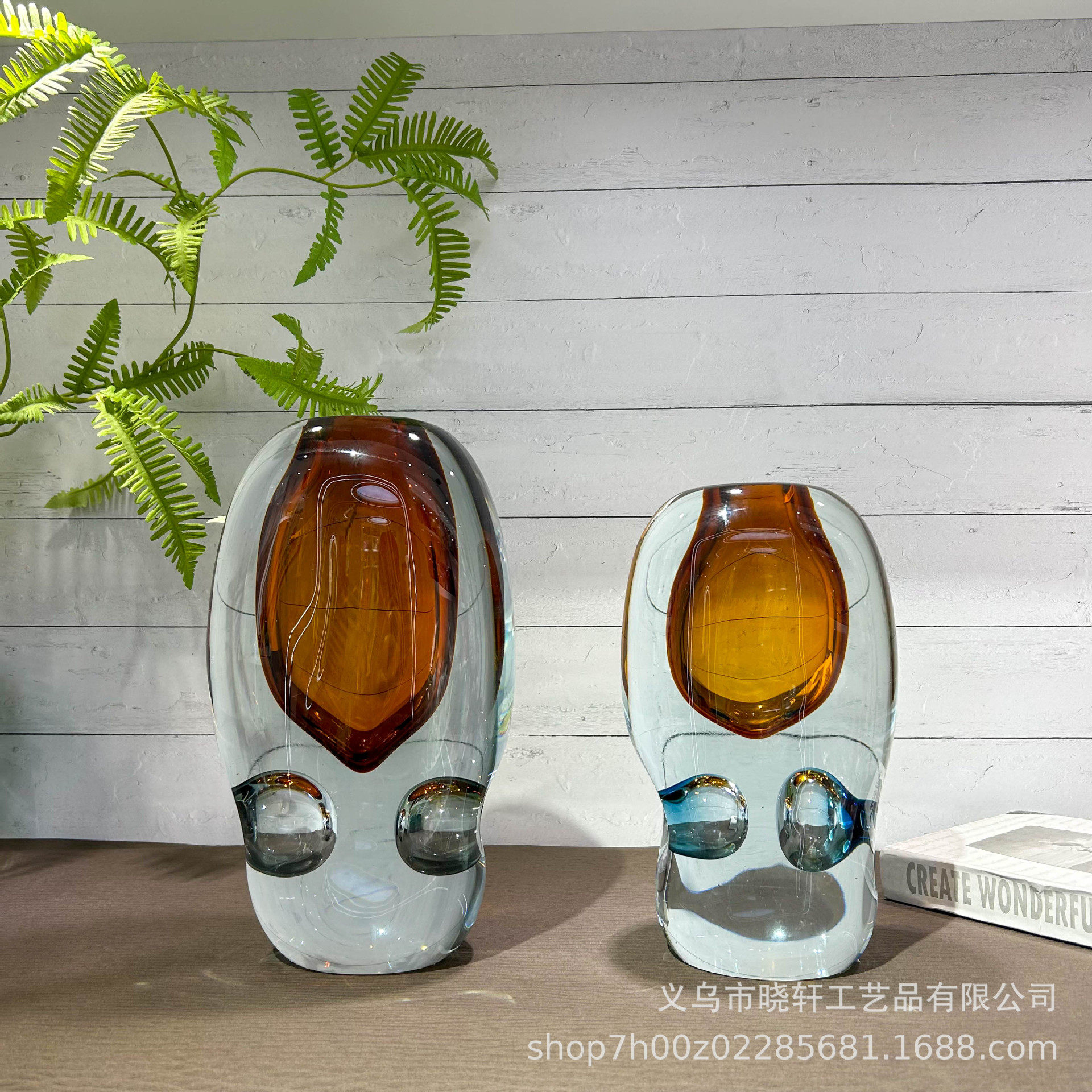 现代轻奢设计师款水晶琉璃花瓶家居客厅酒店样板房高级装饰品摆件