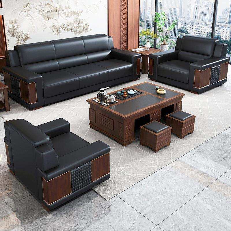 新中式办公沙发商务接待会客区总经理办公室洽谈沙发茶几组合套装