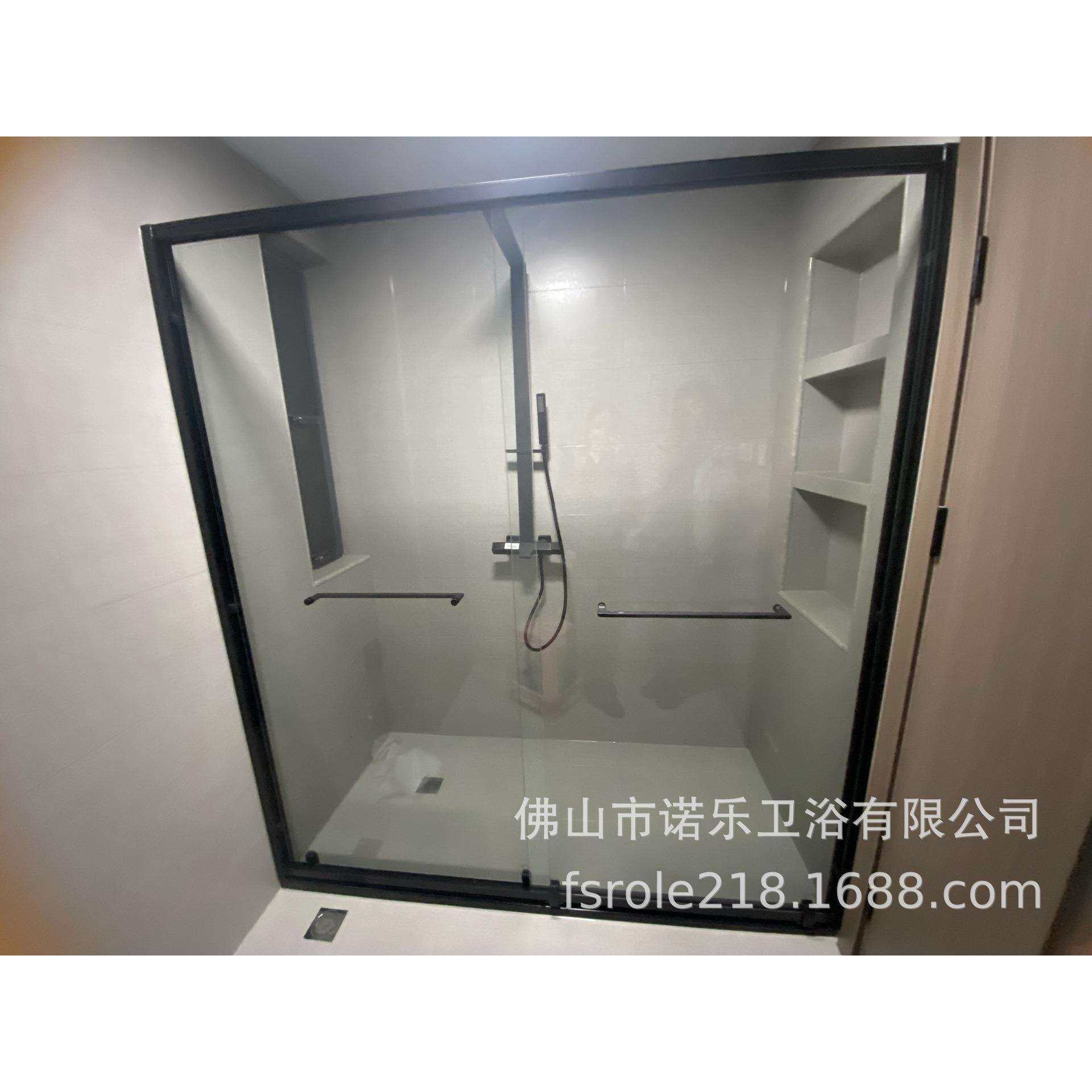 淋浴房一字型干湿分离隔断卫生间玻璃浴屏移门推拉门洗澡间浴室