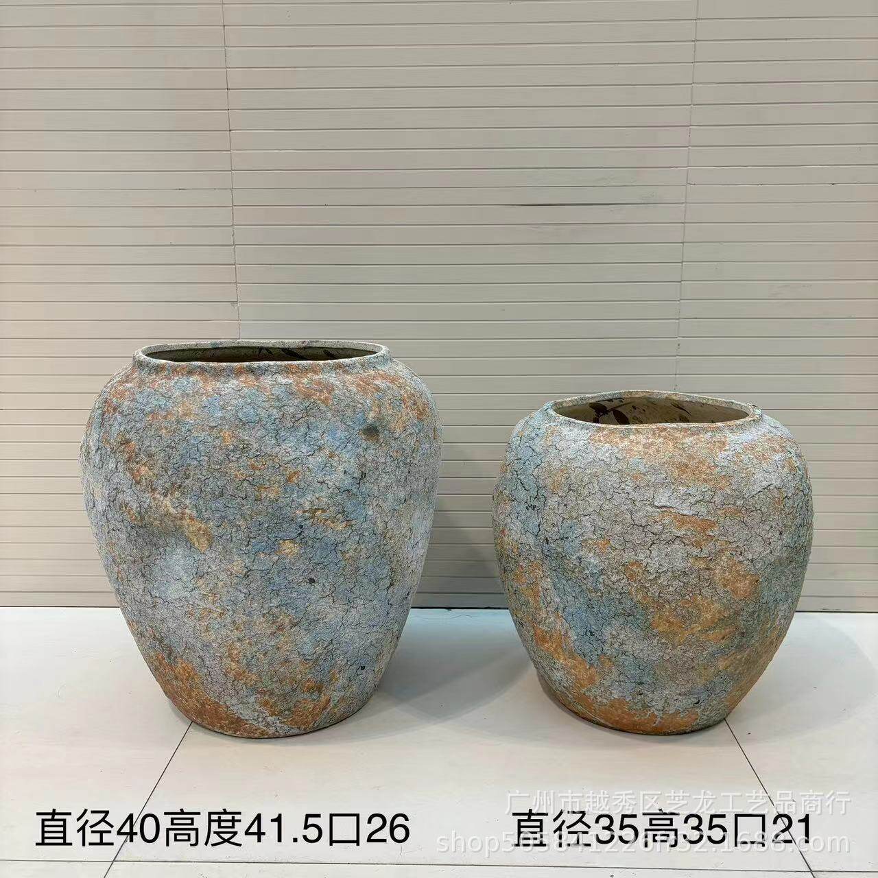 复古陶瓷新中式花瓶陶罐酒店别墅样板房民宿摆件花器装饰插花花盆