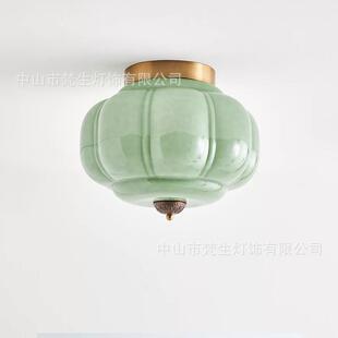 法式复古穆拉诺玻璃中古轻奢南瓜灯玄关走廊过道阳台民宿吸顶灯