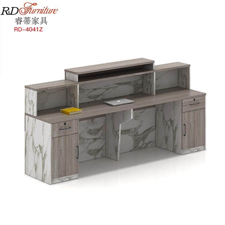 办公接待台简约板式前台办公桌服装店理发店收银台仿大理石纹前台