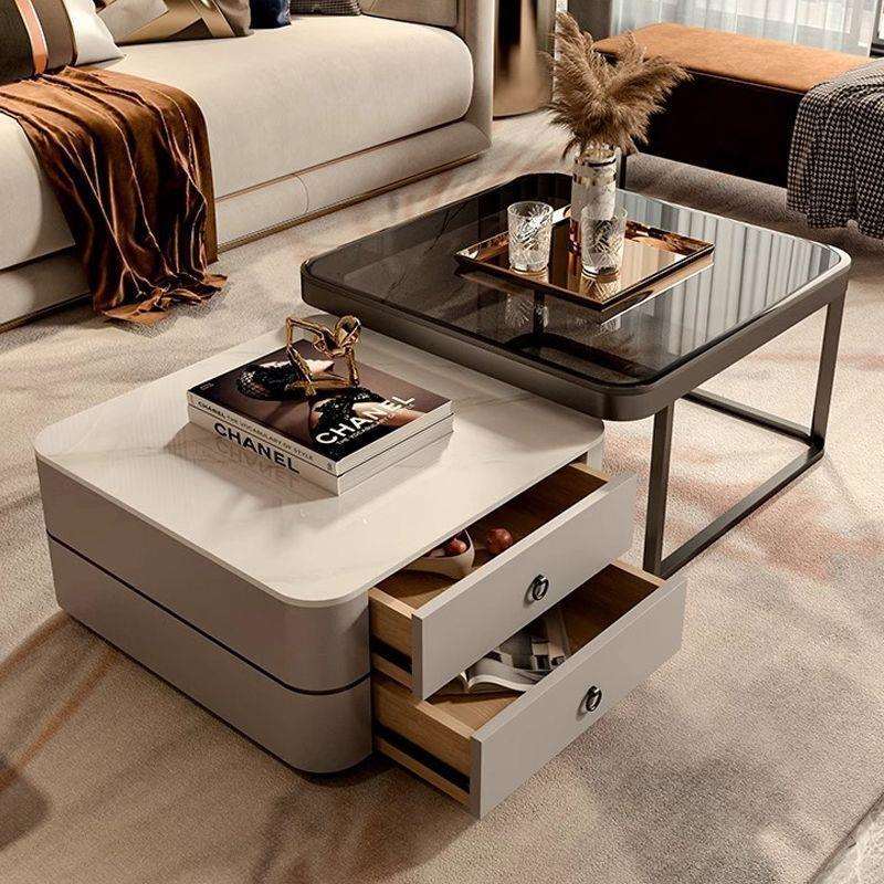 岩板茶几客厅2024新款家用小户型轻奢感大理石茶几电视柜组合