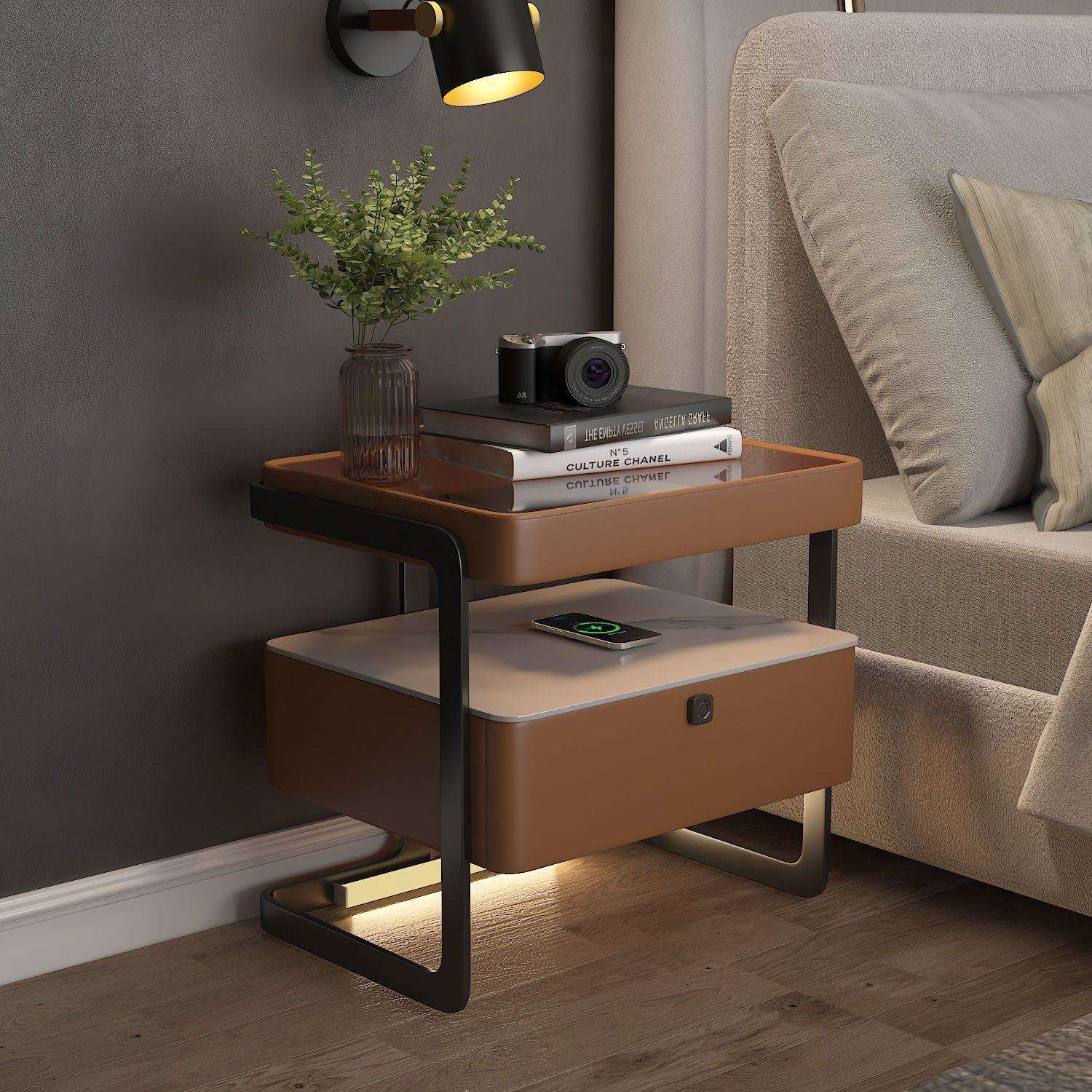 高端大气床头柜轻奢家用新款创意卧室实木简约现代高级感床边柜子