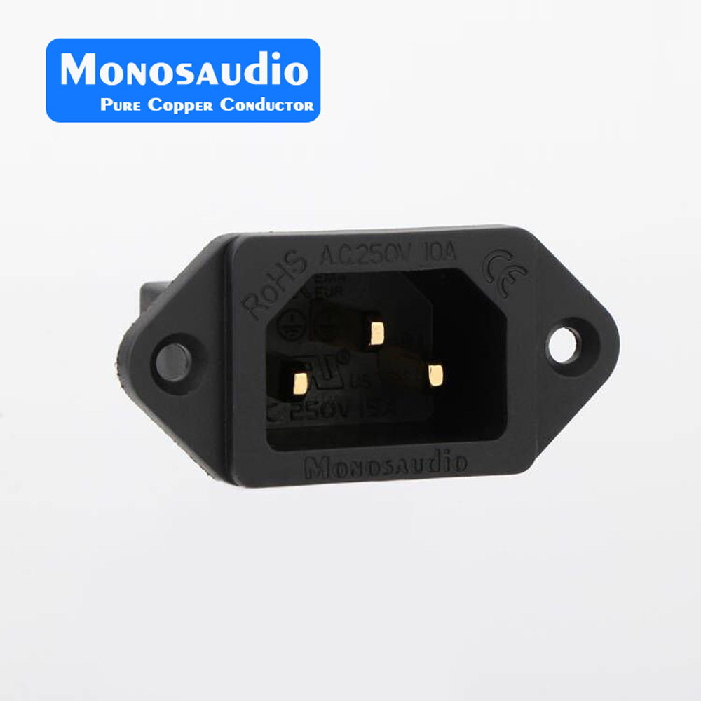 Monosaudio 纯紫铜镀金AC母座免焊IEC母座纯铜电源头母插头