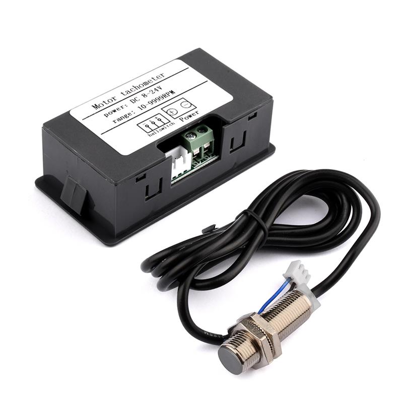 DC8-24V高精度数显测速表转速表 带NPN型5V霍尔传感器直流转速表