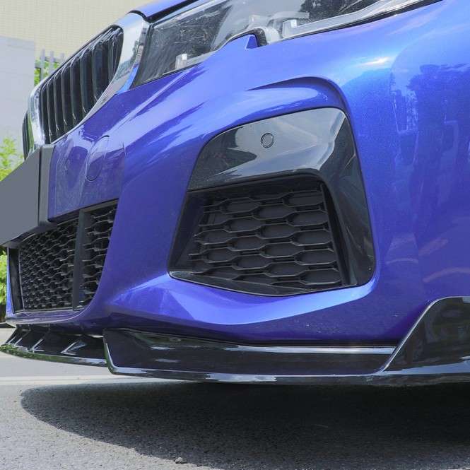 适用于2020款宝马新3系 G20G28改装FD款亮黑前唇碳纤维前铲三段式