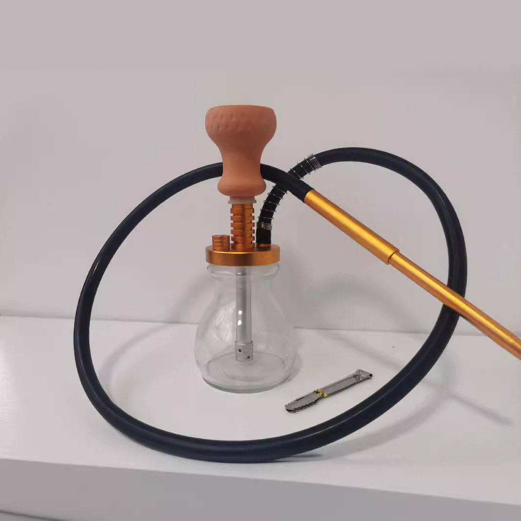 跨境新款hookah欧美高档LED水烟壶酒吧夜店现货LED灯圈金属水烟壶