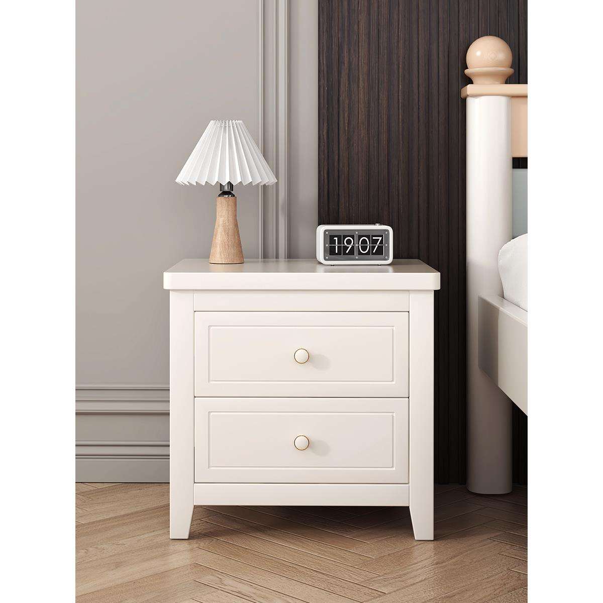 ll床头柜实木简约现代白色小型儿童整装床边柜卧室收纳储物柜子