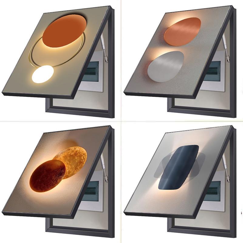 轻奢大气电表箱装饰画抽象光影配电箱电闸遮挡箱免打孔竖款挂画