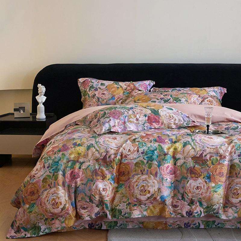 美式120支匹马棉刺绣四件套全棉纯棉数码印花长绒棉床上用品