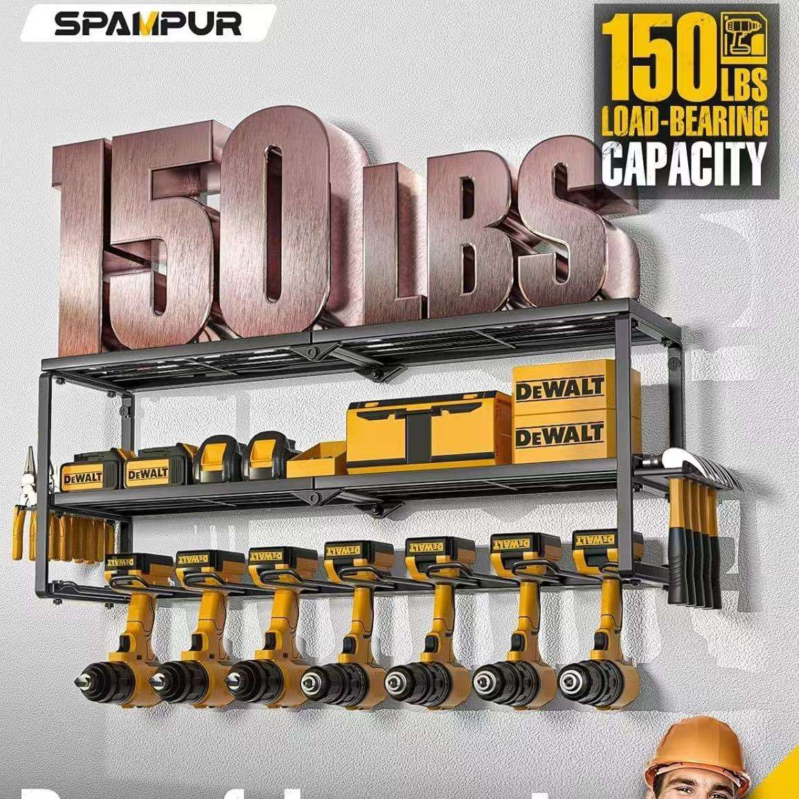 电动工具支架重型金属工具架带电池架收纳架壁挂式车库电钻架