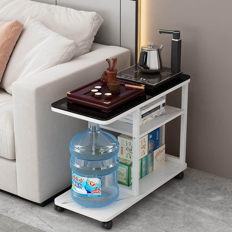 可移动茶几多功能带轮客厅沙发边柜扶手柜玻璃边几角几卧室床头柜