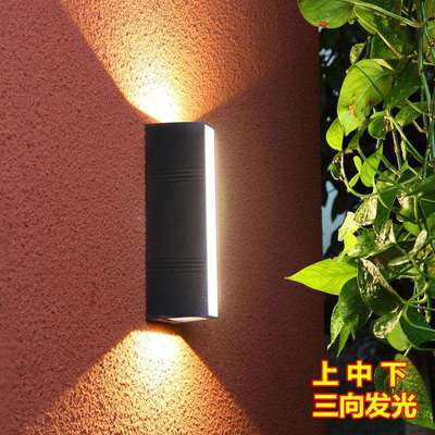 户外壁灯典三向发光打光上中下防水庭院灯楼梯过道防水室外灯墙灯