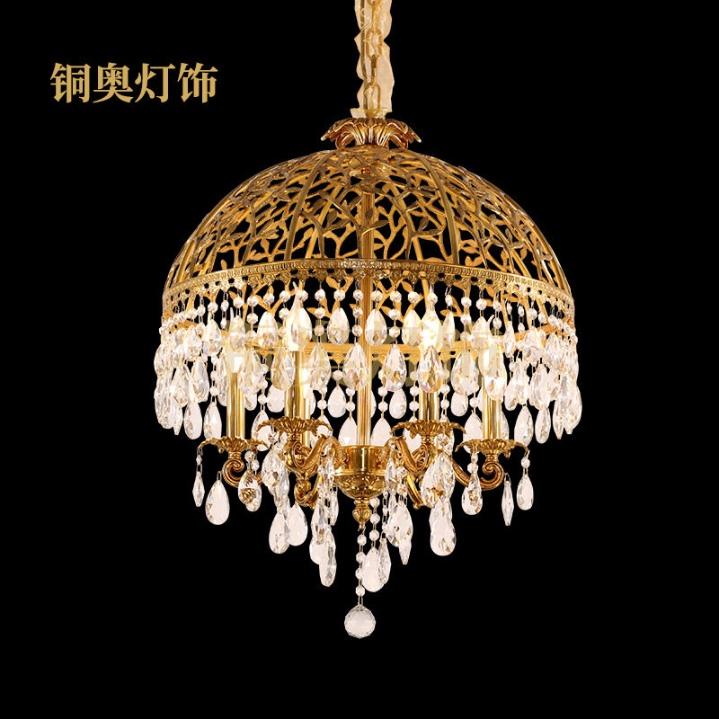 铜奥欧式全铜水晶吊灯别墅奢