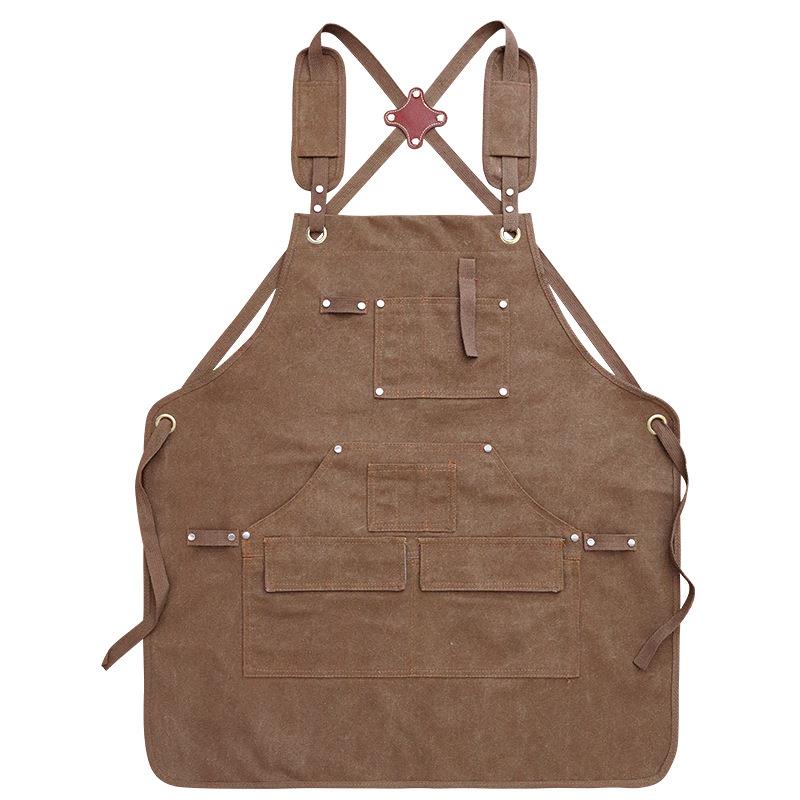 外贸加厚帆布围裙防水现代简约工作服工业风手作电工木工围裙