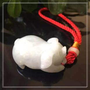 缅甸玉天然翡翠招财猪小摆件小把玩直批a46