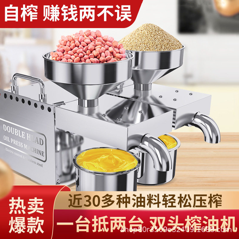 110v/220v双头家用小型商用榨油机智能不锈钢榨油机B02