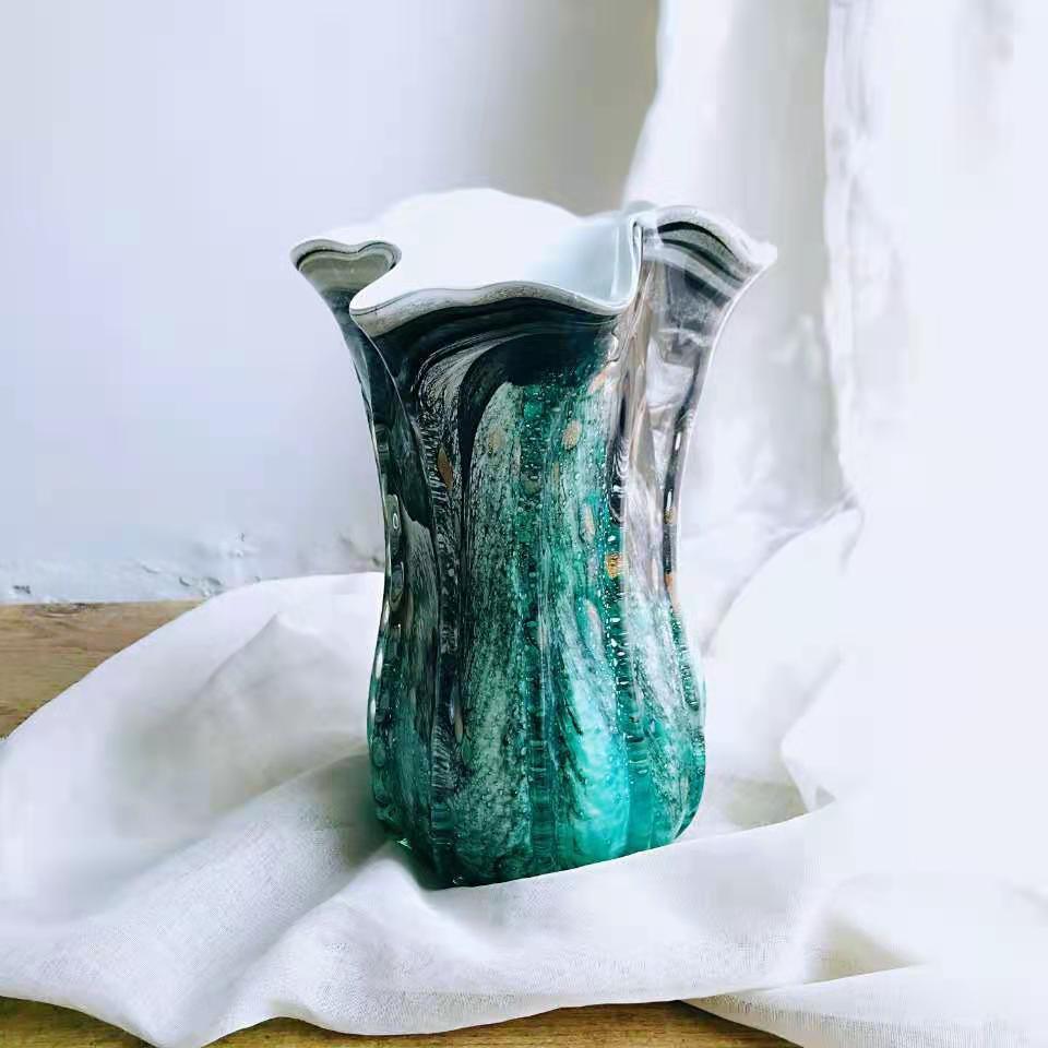 新中式古风白菜裙口花瓶装饰摆件客厅样板间家居山水画工艺品花器