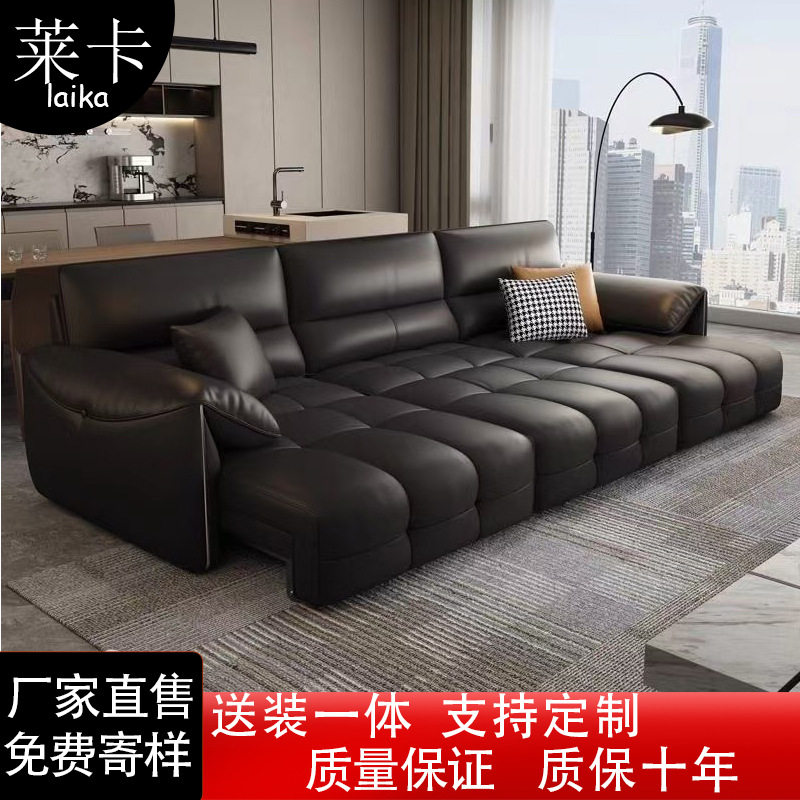 真皮电动沙发床功能客厅直排双人三人位新款可趟可睡伸缩两用沙发