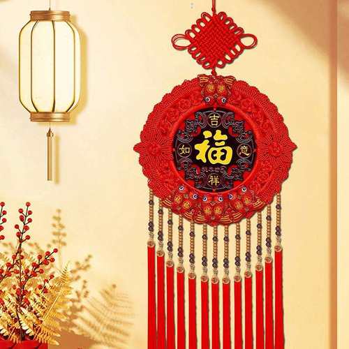 中国结挂饰客厅挂饰红色大号桃木福字2024新款玄关走廊入户门挂件