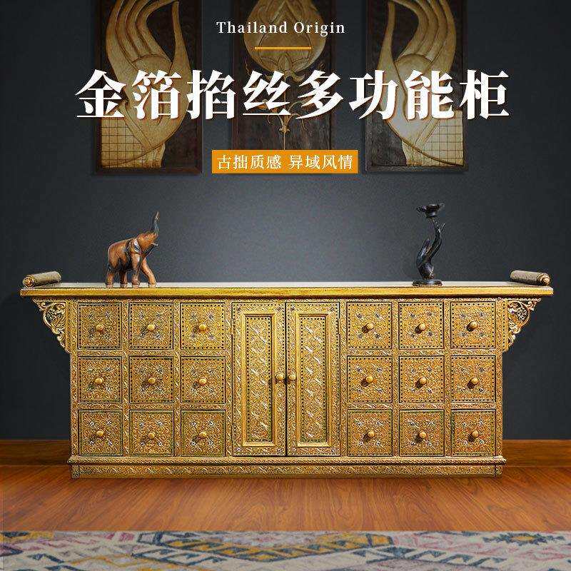 泰式客厅实木复古新中式玄关隔断柜子东南亚风格电视柜家具落地款