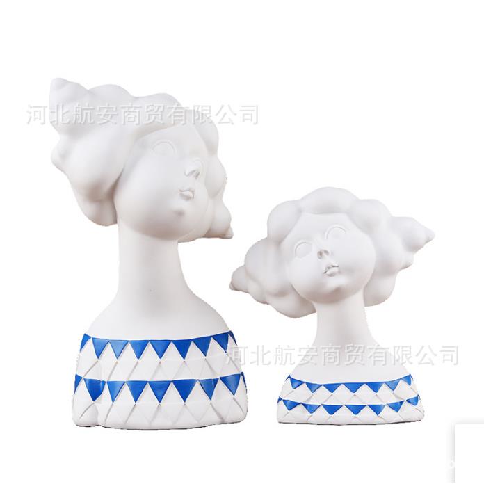 现代简约创意树脂人物摆件女人头像工艺品摆件电视柜桌面软装饰品