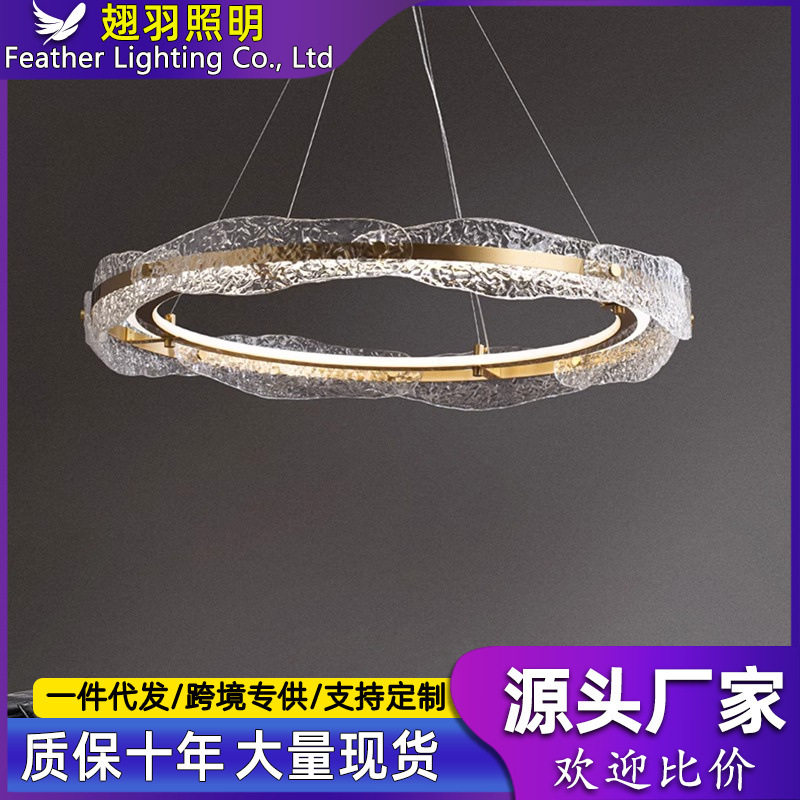 后现代轻奢吊灯意式极简客厅餐厅卧室圆环形玻璃灯设计师全铜灯具