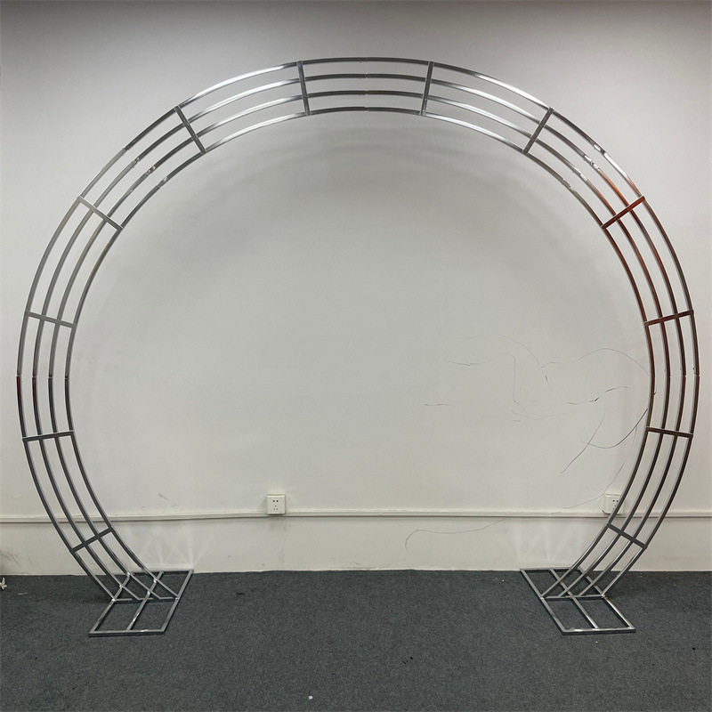 婚庆道具立体圆形铁艺拱门户外婚礼背景布置半圆四杠大型舞台装饰