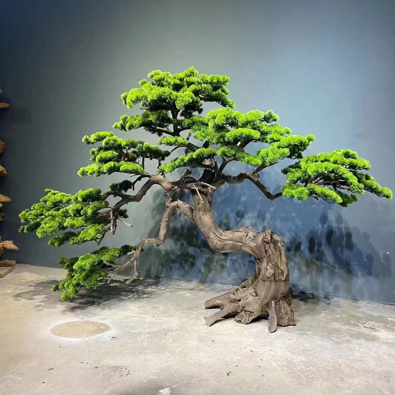 手工松树造型迎客松落地摆件