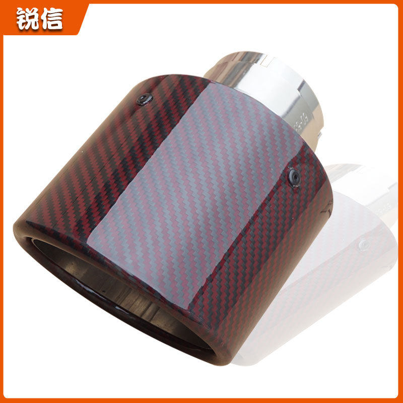 椭圆款114*95红色碳纤维尾喉厂家直供汽车改装排气管尾嘴扁管
