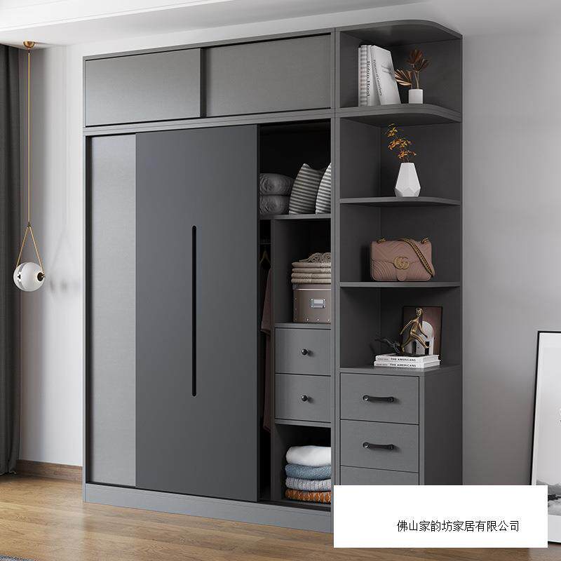 双开门一体式出租屋储物柜衣柜卧室简易实木小型现代简约灰色耐用