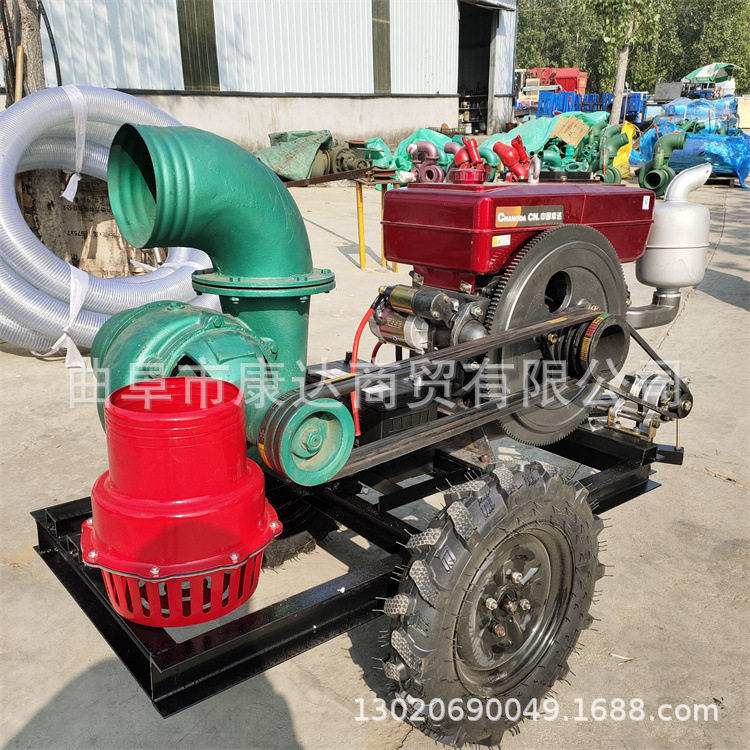 柴油拖车抽水泵12寸排水抽混流水上水快效率高混流泵