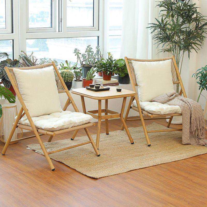 阳台小桌椅北欧休闲文艺椅子新中式折叠躺椅庭院藤椅卧室沙发椅