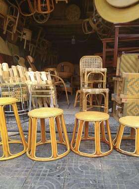 M$KYM$KY云南手工编制藤凳圆凳矮凳跳舞圆凳子竹凳家高凳见居喝茶