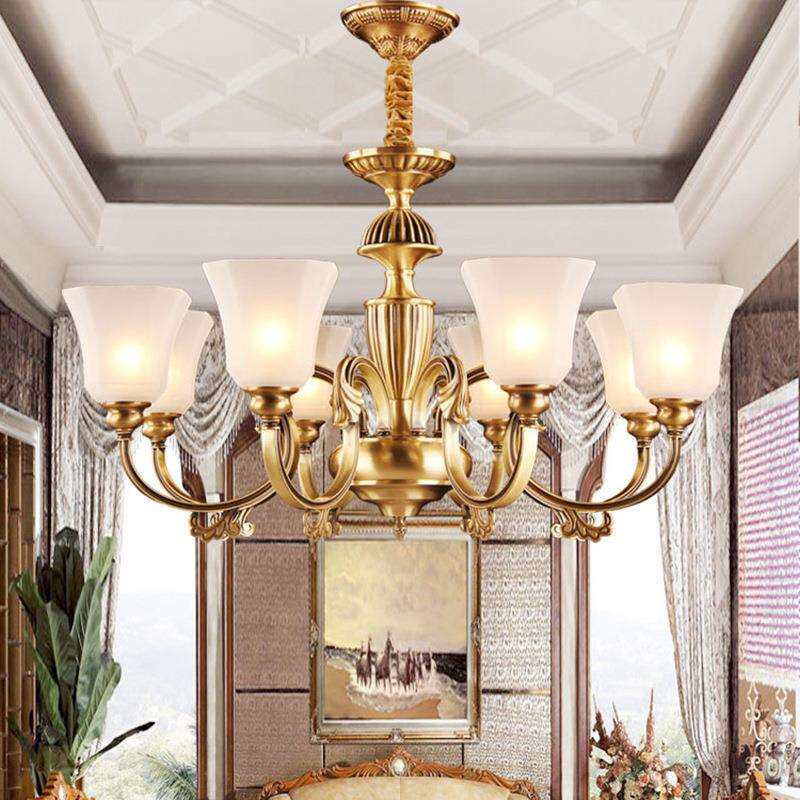 美式全铜吊灯客厅餐厅卧室轻奢欧式铜质灯具现代简约北欧大气灯饰