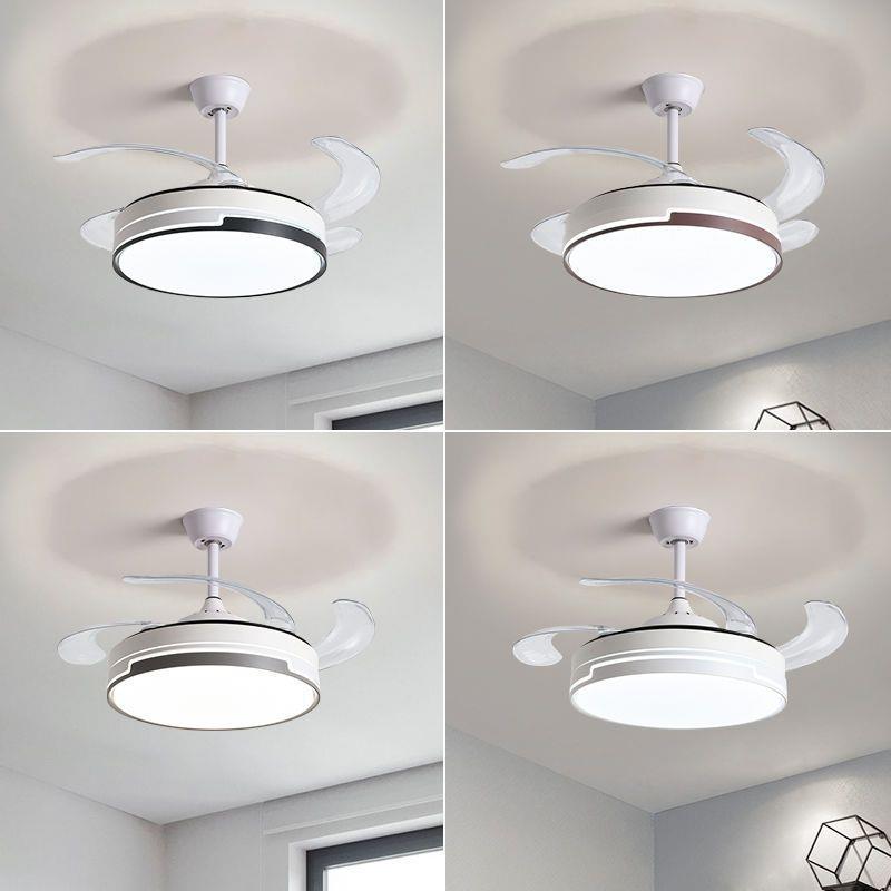 隐形风扇灯客厅餐厅卧室一体LED风扇家用简约现代吊扇灯调光