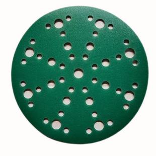 6寸49孔聚脂薄膜植绒自粘干湿两用绿砂汽车腻子漆面砂纸100张/1盒