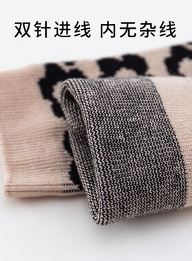 黑色袜子女中筒袜无骨双针堆堆袜女士春秋复古针织可爱秋冬女长袜