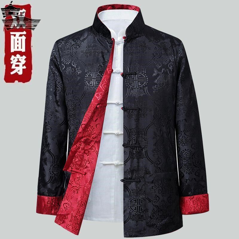 春秋唐装外套男夹克爸爸装中国风中老年双面穿爷爷复古装宴会礼服,男装,唐装,淘宝优惠券,粉丝福利购,淘宝优惠卷