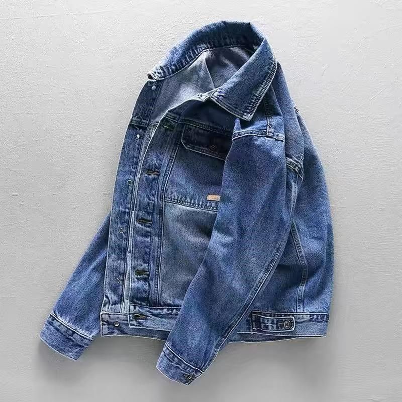 高级感加绒加厚牛仔外套男秋冬季新款大码休闲复古男士夹克潮春秋